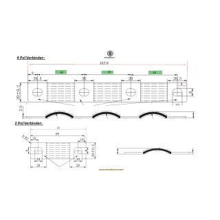 2 &amp; 4 Loch Verbinder-Set f&uuml;r 100AH Ganfeng, CTS, DELONG LIFEPO Zellen