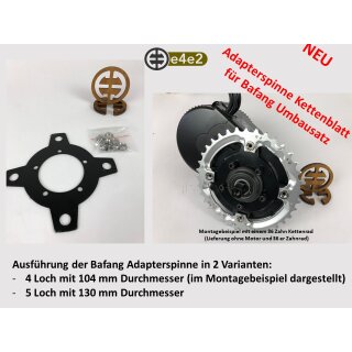 Kettenzahnrad Adapter Spinne  5 Loch vorne f&uuml;r Bafang BBS01 &amp; 02