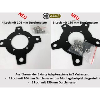 Kettenzahnrad Adapter Spinne  5 Loch vorne f&uuml;r Bafang BBS01 &amp; 02